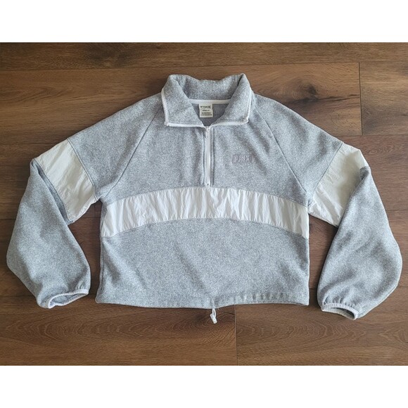 Victorias Secret Pink Sweater Small Knit Crop Gray 1/2 Zip Cinch Waist - Picture 11 of 15